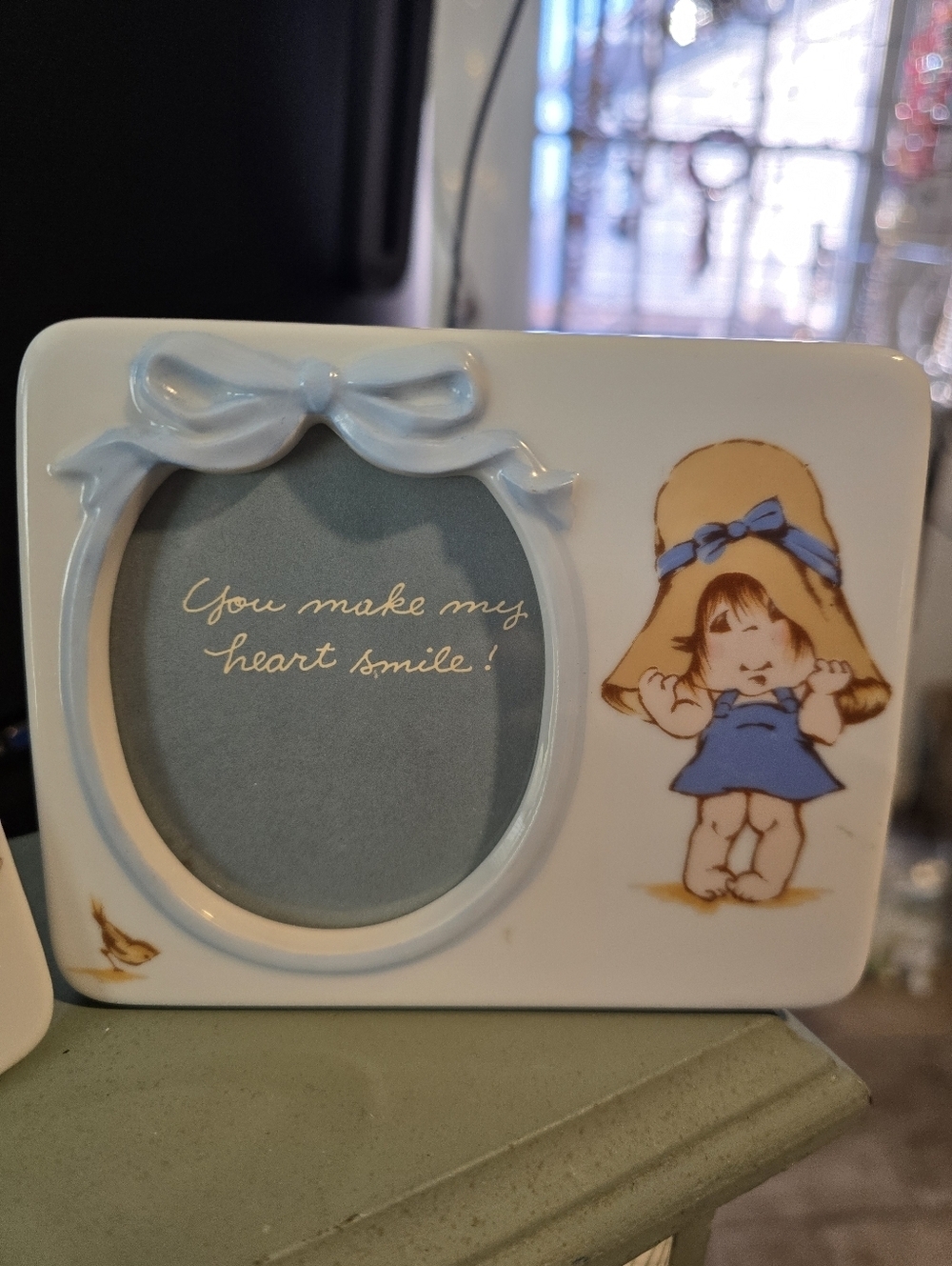 Vintage Sweet porcelain picture frame or wall plaque